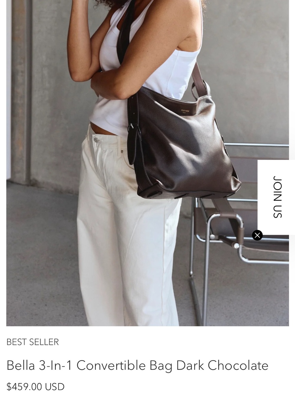 Bella Bag Convertible 3-1 Classic Size Dark Chocolate - Picture 4 of 15